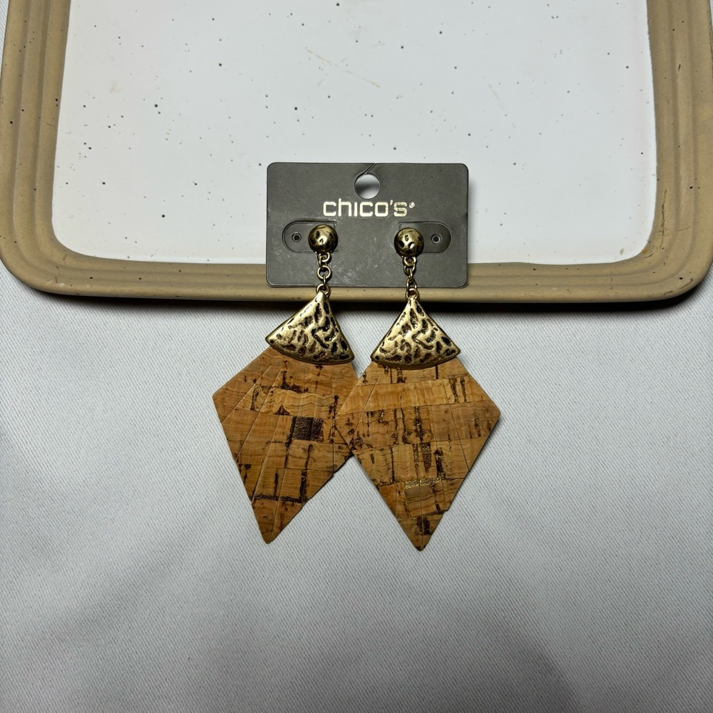 Chico's Gold & Cork Earrings